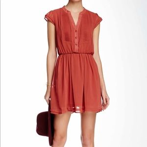 Short Sleeve Split Neck Dress